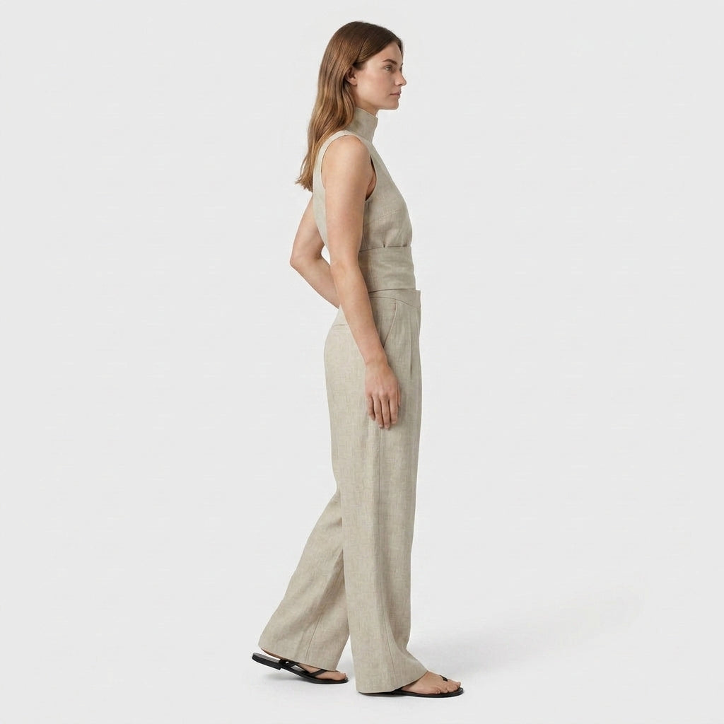 Ensemble Top Sans Manches Pantalon Large pour Femme