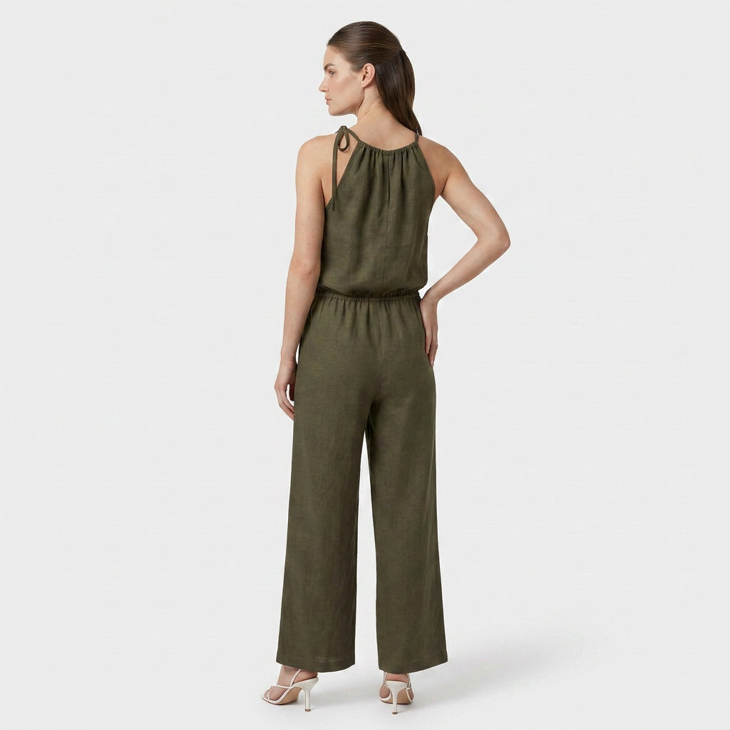 Ensemble Top Sans Manches Pantalon Droit Large pour Femme
