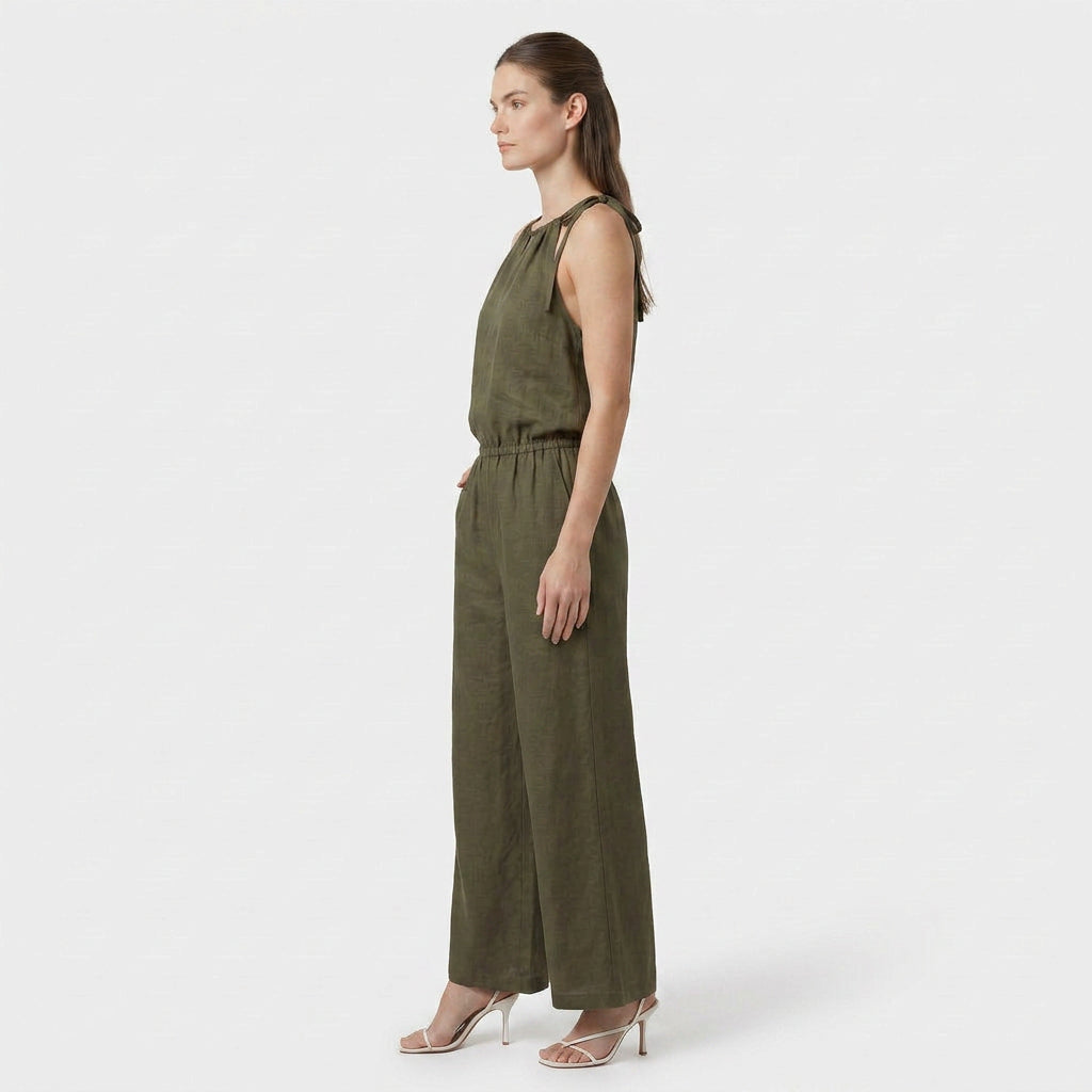Ensemble Top Sans Manches Pantalon Droit Large pour Femme