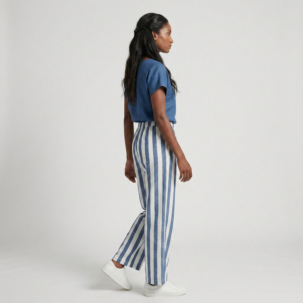 Ensemble T-Shirt Col Rond Pantalon Large pour Femme