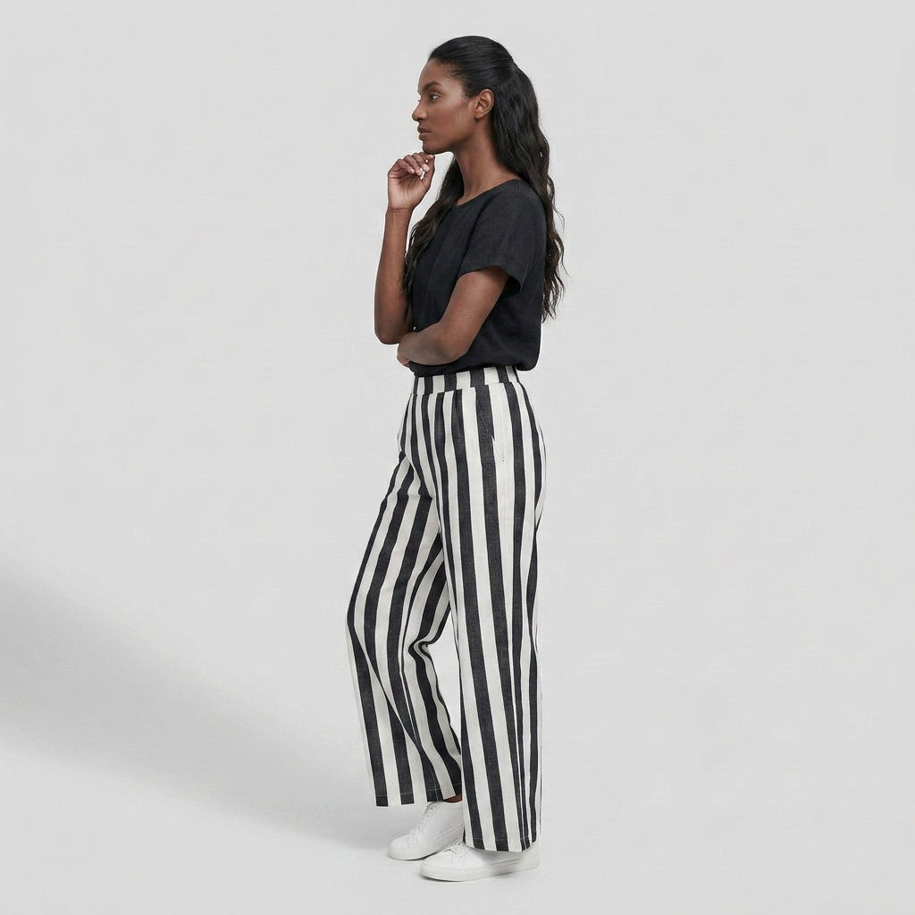 Ensemble T-Shirt Col Rond Pantalon Large pour Femme