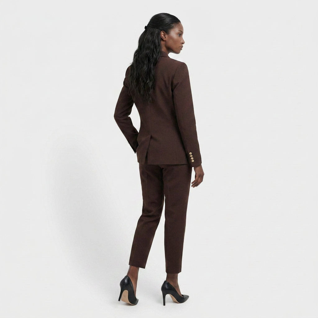 Ensemble Tailleur Veste Pantalon Coupe Structurée pour Femme