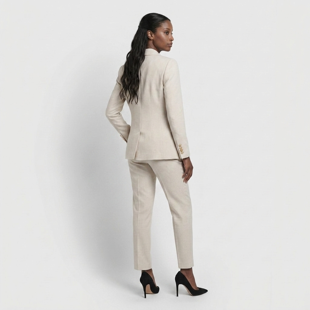 Ensemble Tailleur Veste Pantalon Coupe Structurée pour Femme