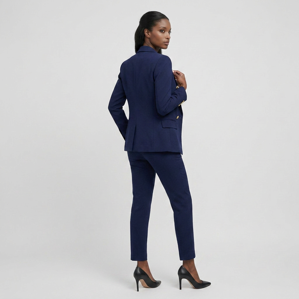 Ensemble Tailleur Veste Pantalon Coupe Structurée pour Femme