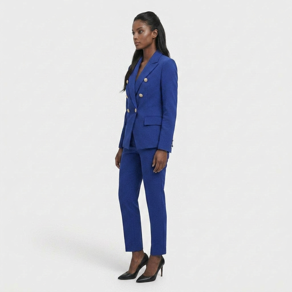 Ensemble Tailleur Veste Pantalon Coupe Structurée pour Femme
