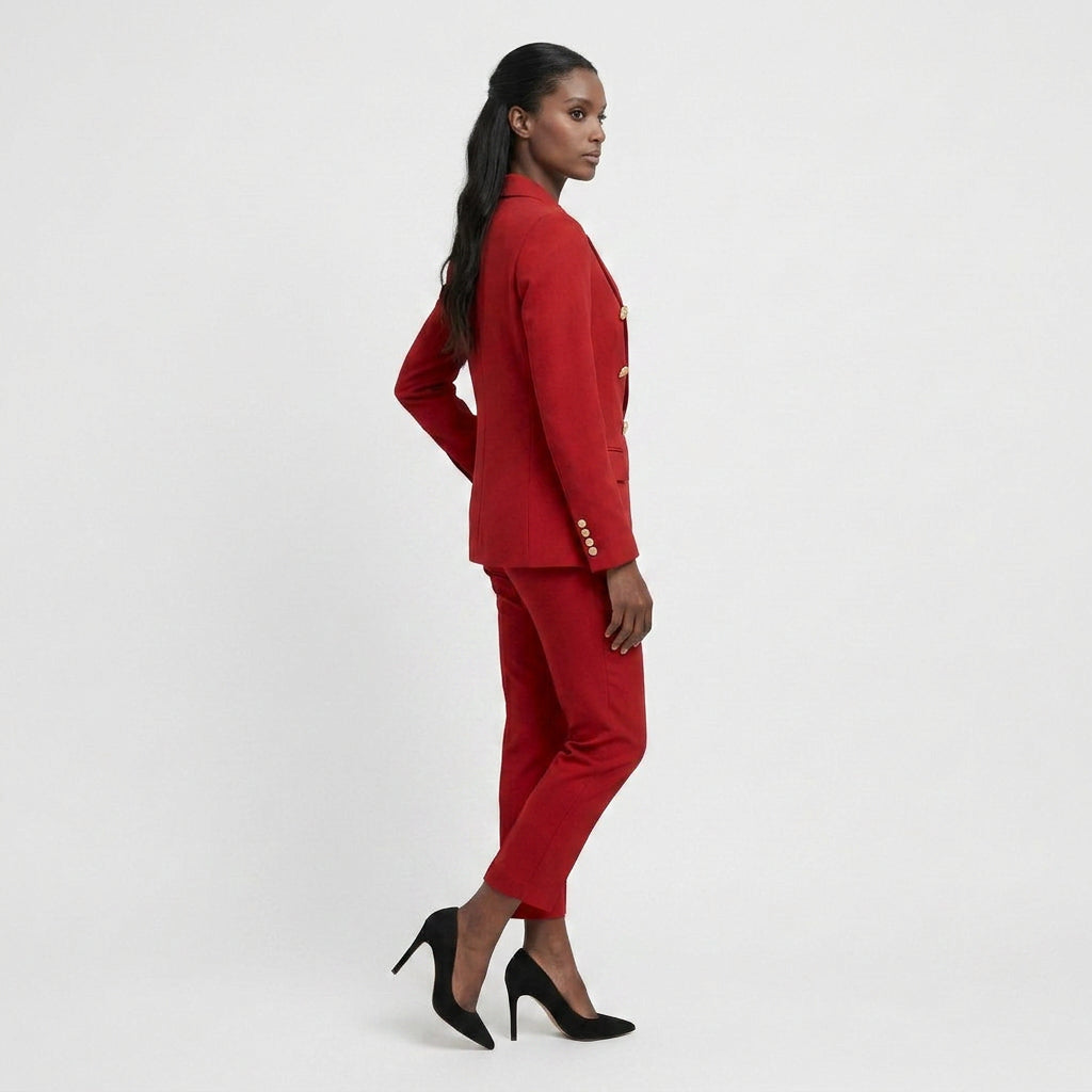 Ensemble Tailleur Veste Pantalon Coupe Structurée pour Femme