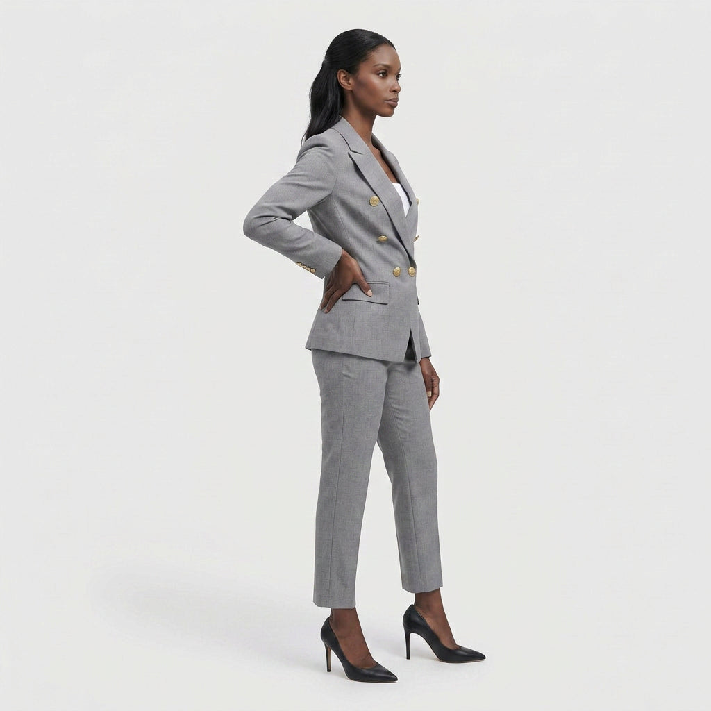 Ensemble Tailleur Veste Pantalon Coupe Structurée pour Femme