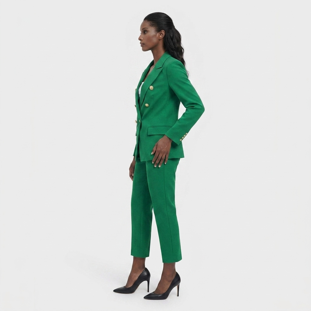 Ensemble Tailleur Veste Pantalon Coupe Structurée pour Femme