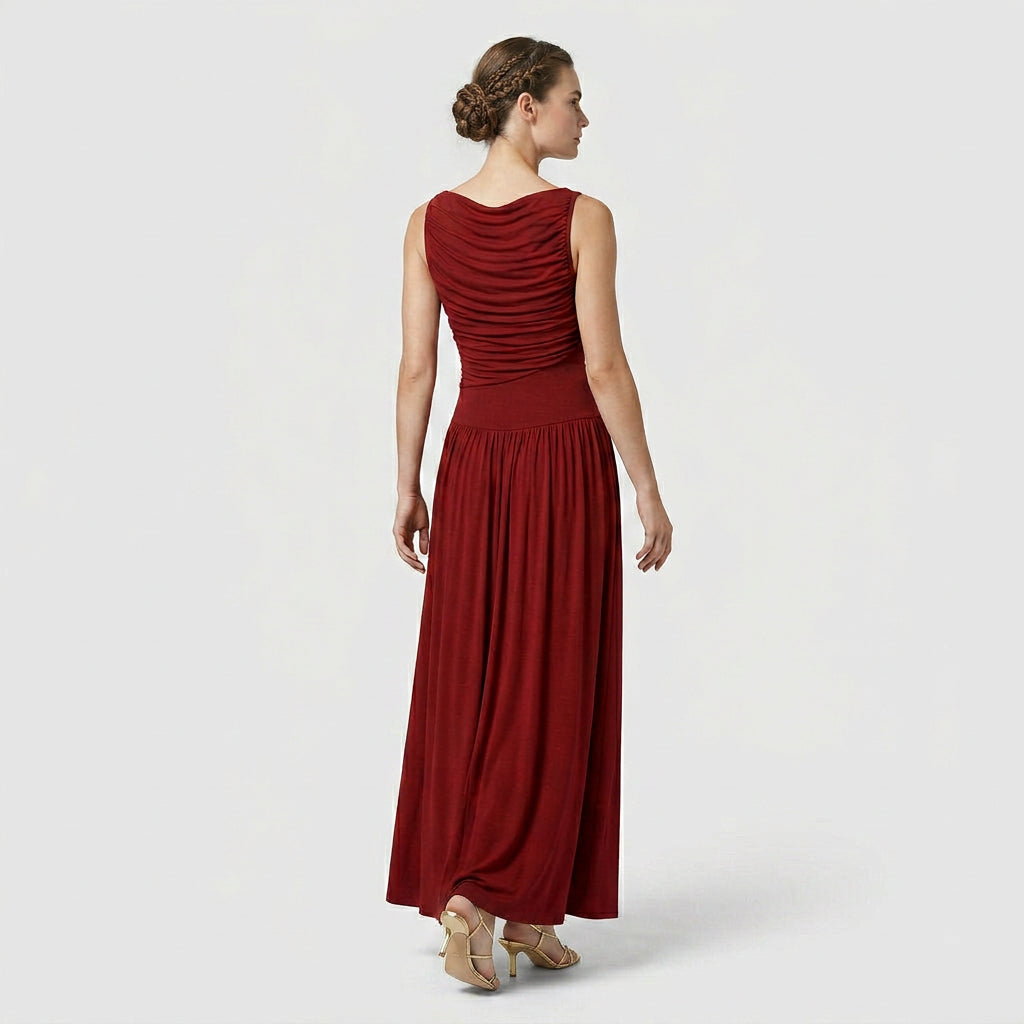 Robe Maxi Sans Manches Coupe Fluide pour Femme