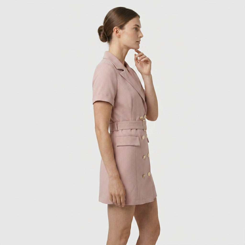Ensemble Tailleur Robe Manches Courtes Coupe Structurée pour Femme