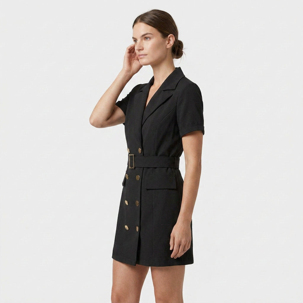 Ensemble Tailleur Robe Manches Courtes Coupe Structurée pour Femme
