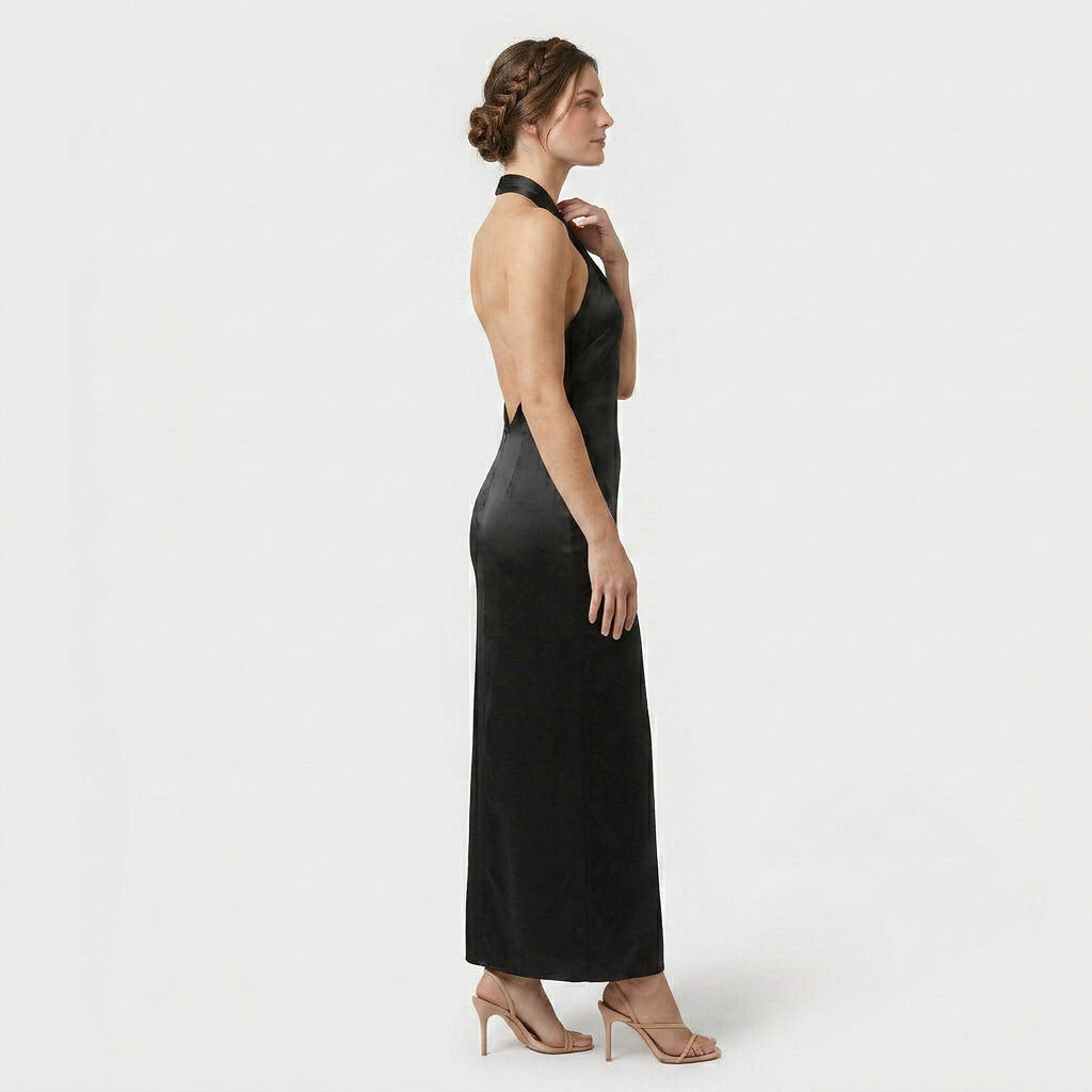 Robe Maxi Col Halter Coupe Fluide Pour Femme