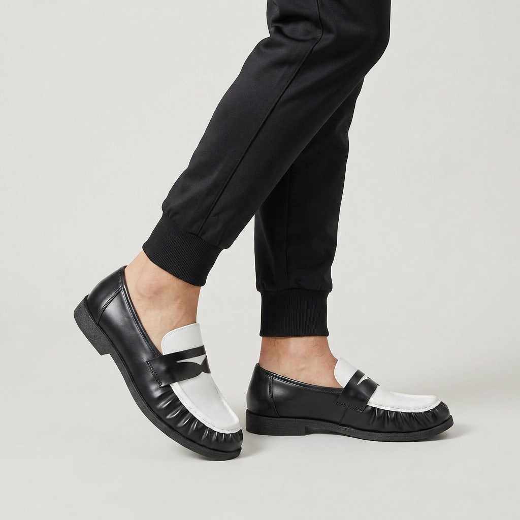Loafer Cuir Bout Froncé Bride Penny pour Homme