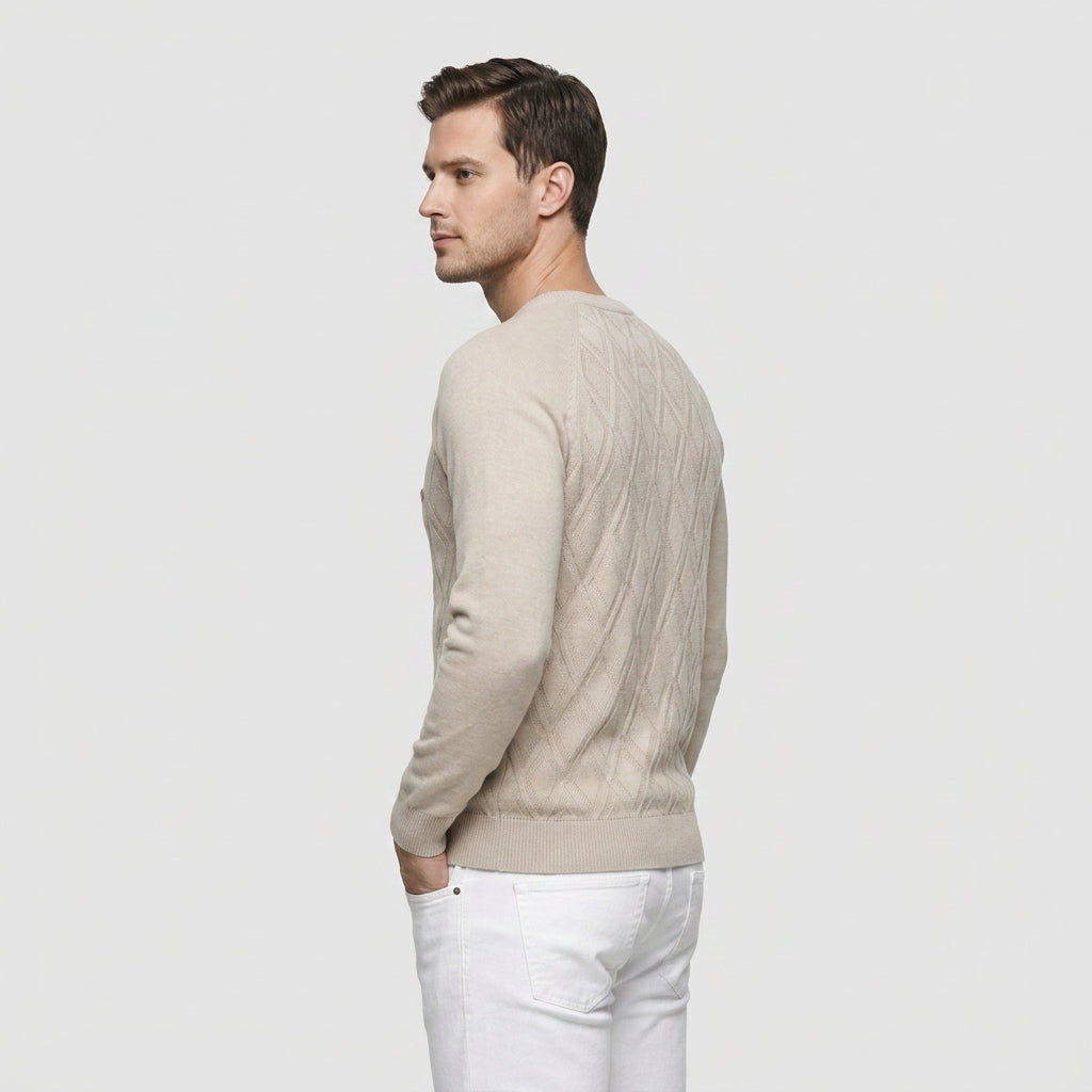 Pull Ras du Cou à Motif Losange en Relief pour Homme