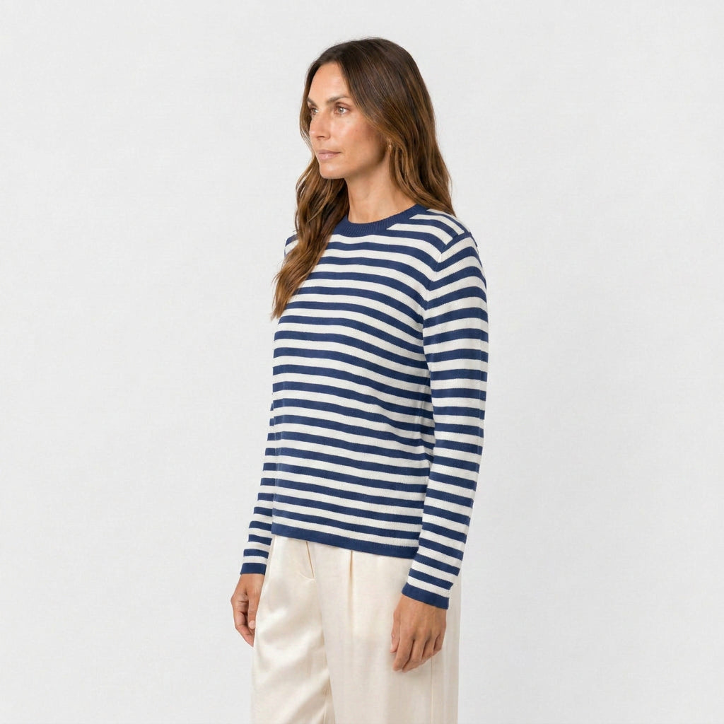 Pull Marinière à Rayures et Col Rond pour Femme
