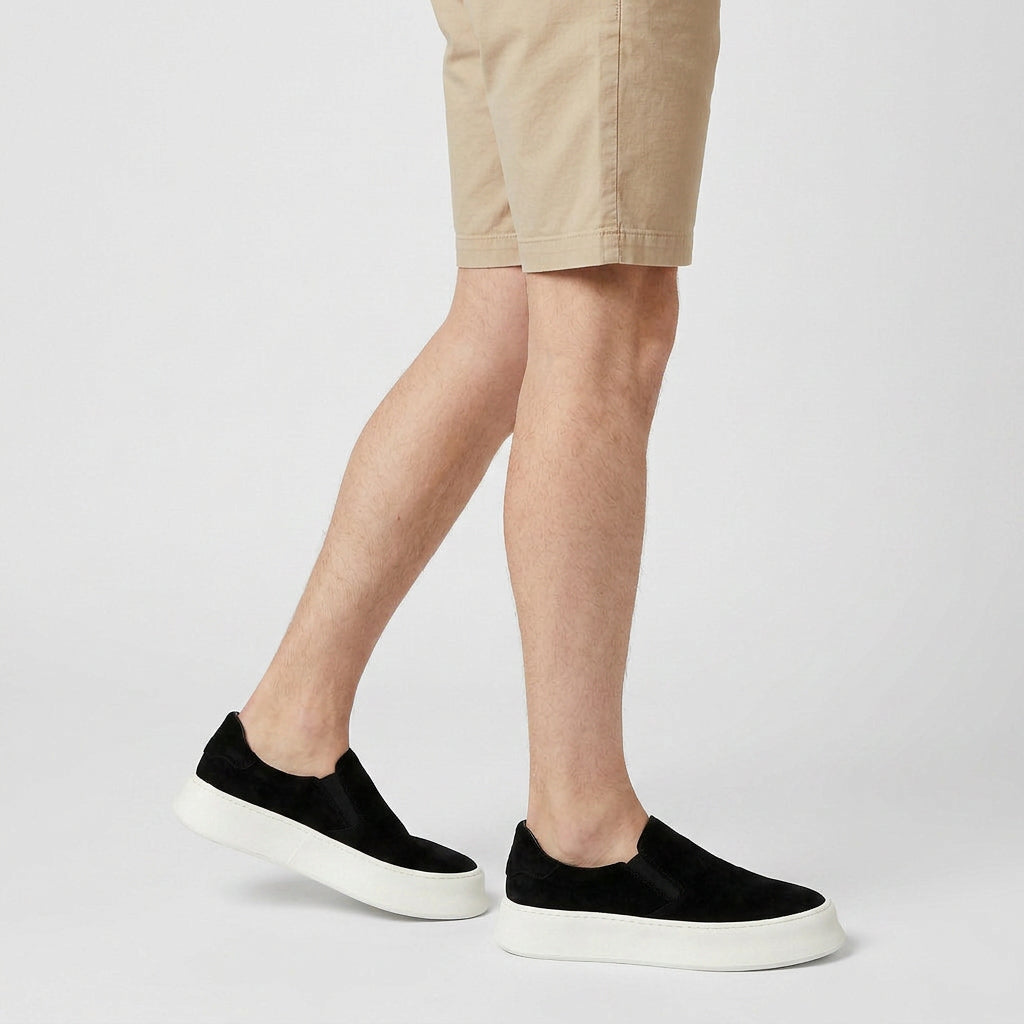 Slip-On Daim Semelle Plateforme Épaisse Élastique pour Homme