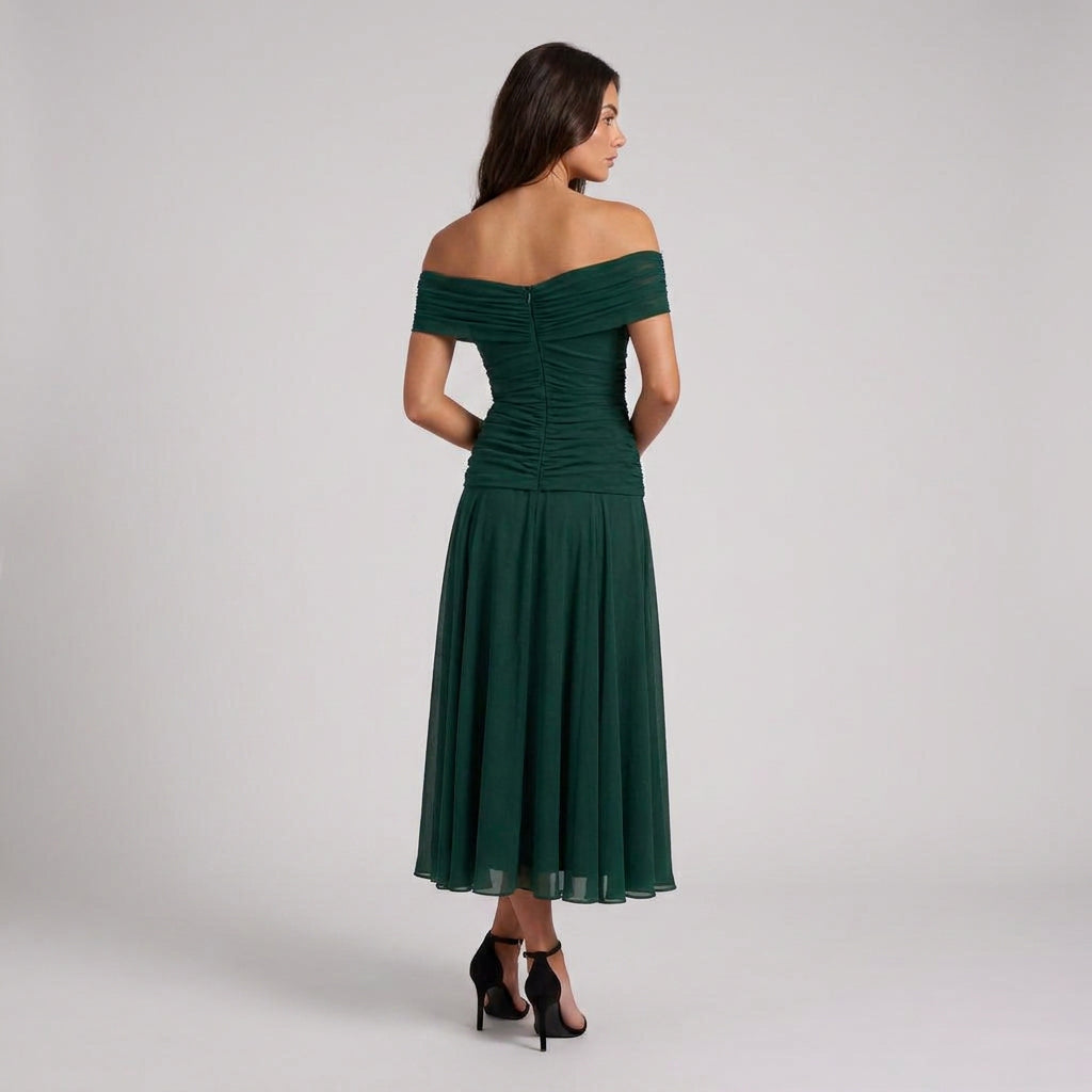 Robe de Cérémonie Fleurie à Épaules Dénudées pour Femme