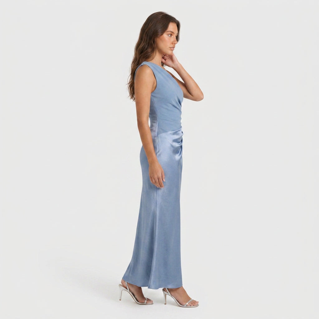 Robe de Soirée Longue Asymétrique à une Épaule pour Femme