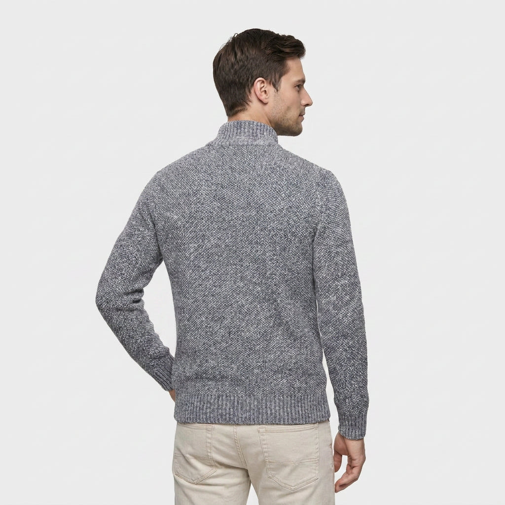 Veste en Maille Zippée à Col Montant pour Homme