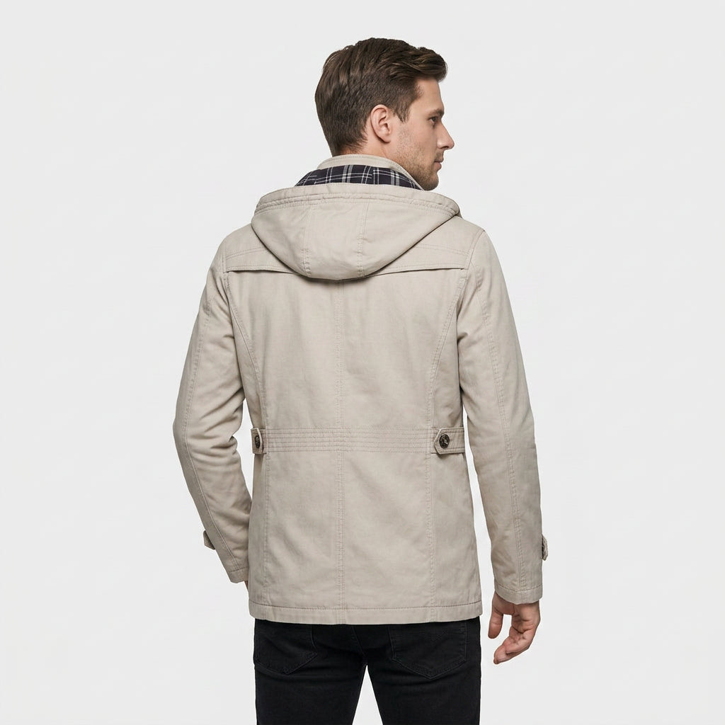 Veste à Capuche Amovible et Multiples Poches pour Homme