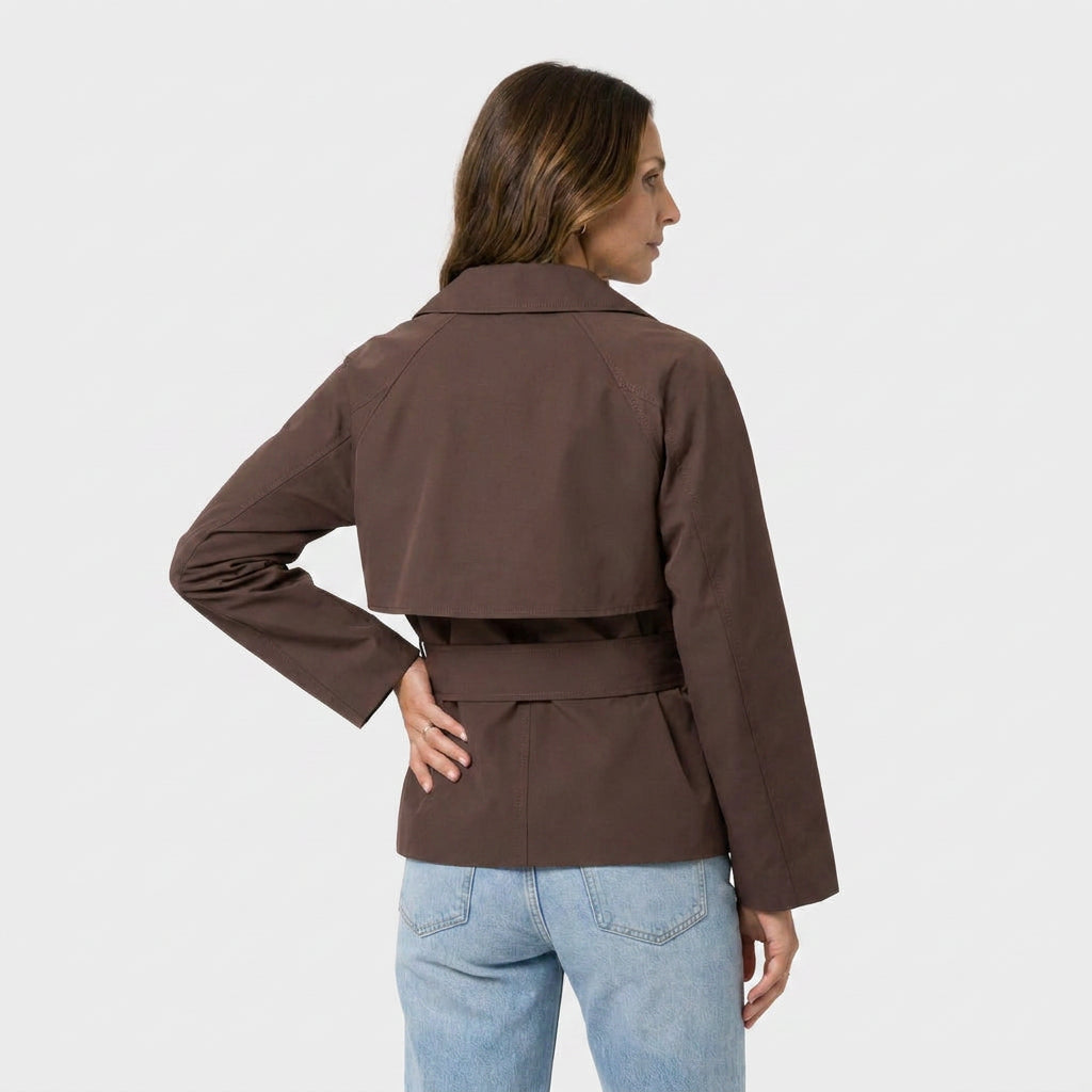 Trench-Coat Court à Ceinture Nouée pour Femme