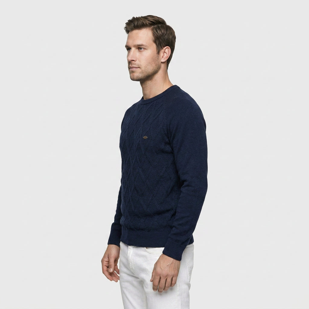 Pull Ras du Cou à Motif Losange en Relief pour Homme