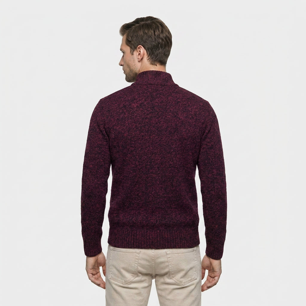 Veste en Maille Zippée à Col Montant pour Homme