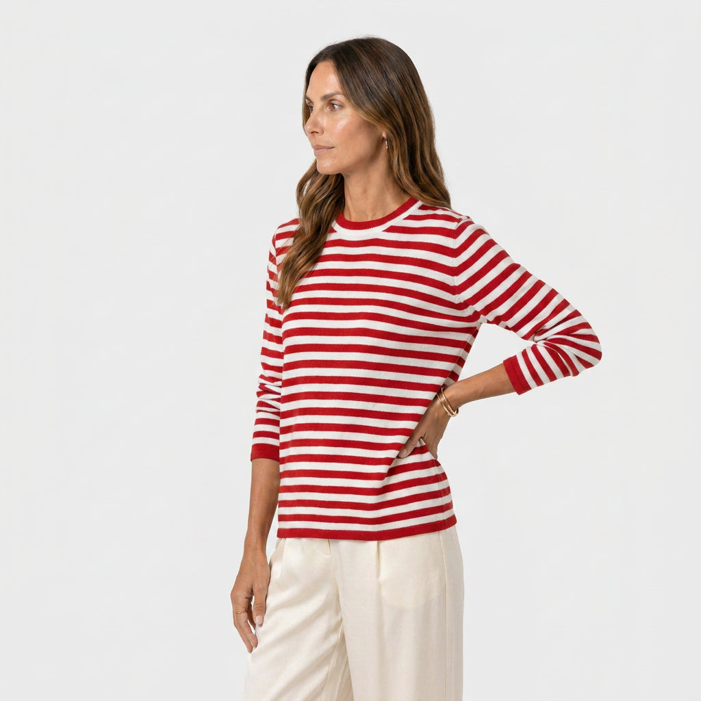 Pull Marinière à Rayures et Col Rond pour Femme