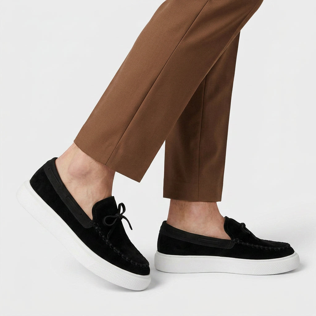 Mocassins Daim Lacet Décoratif Semelle Plateforme pour Homme