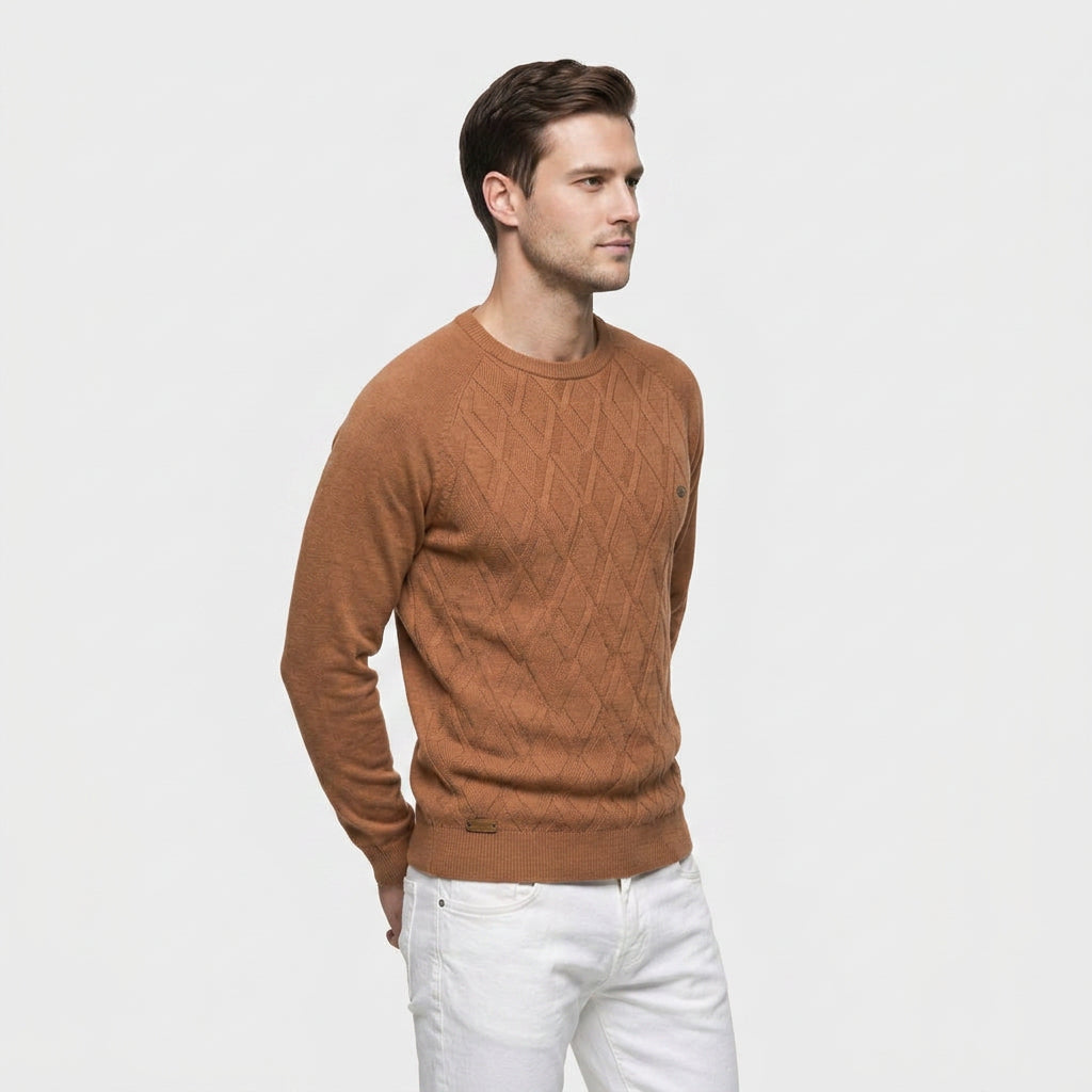 Pull Ras du Cou à Motif Losange en Relief pour Homme