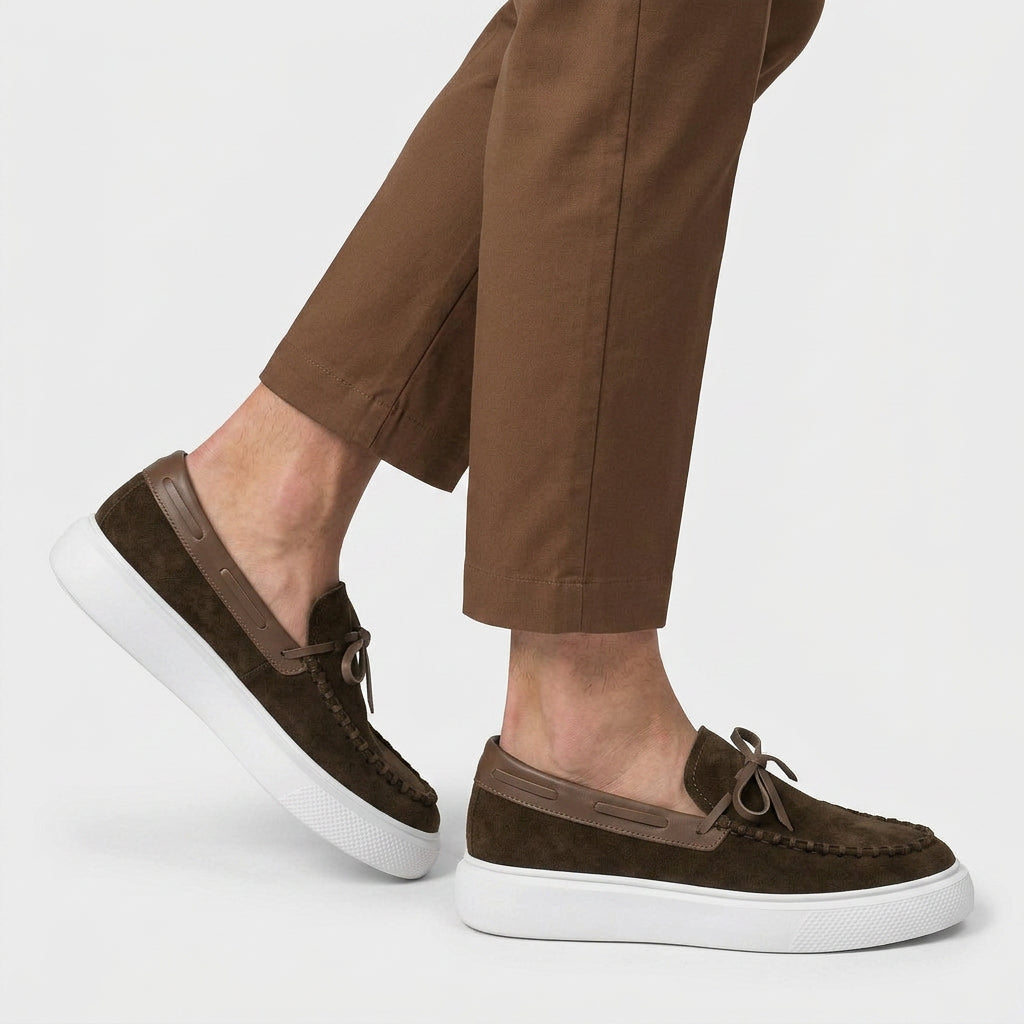 Mocassins Daim Lacet Décoratif Semelle Plateforme pour Homme