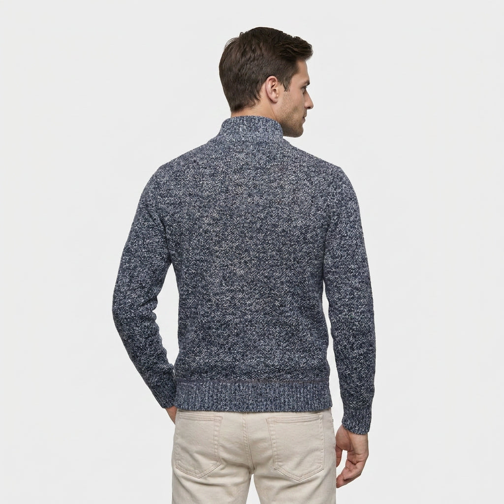 Veste en Maille Zippée à Col Montant pour Homme