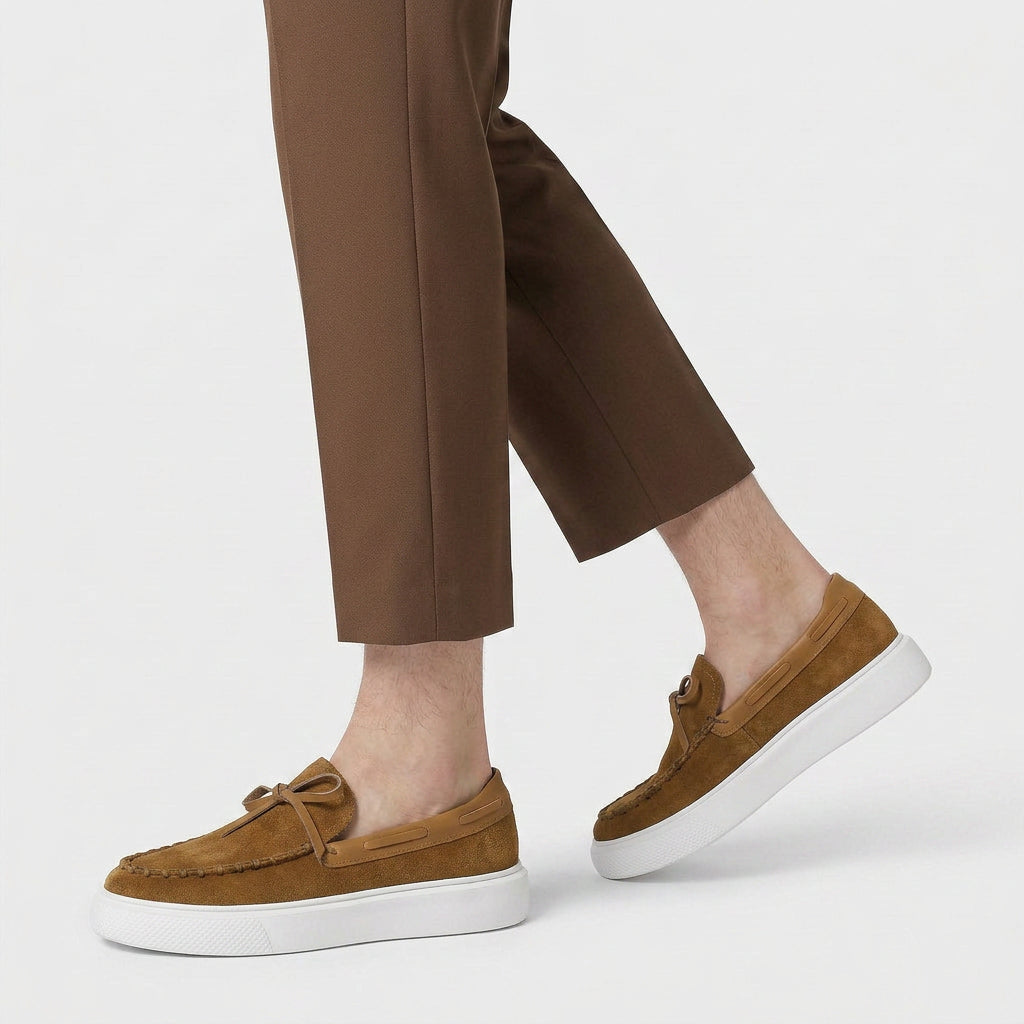 Mocassins Daim Lacet Décoratif Semelle Plateforme pour Homme