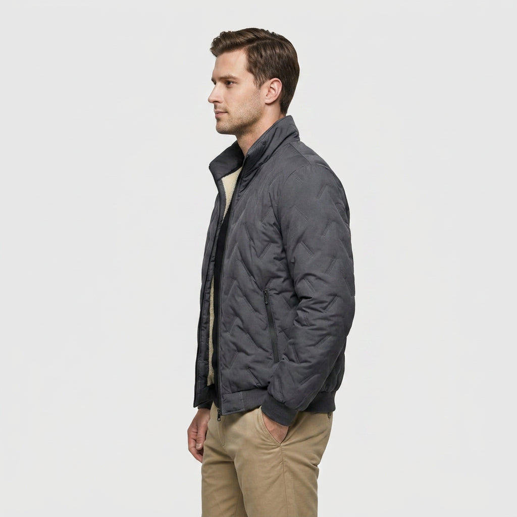 Veste Matelassée Doublée Sherpa à Col Montant pour Homme