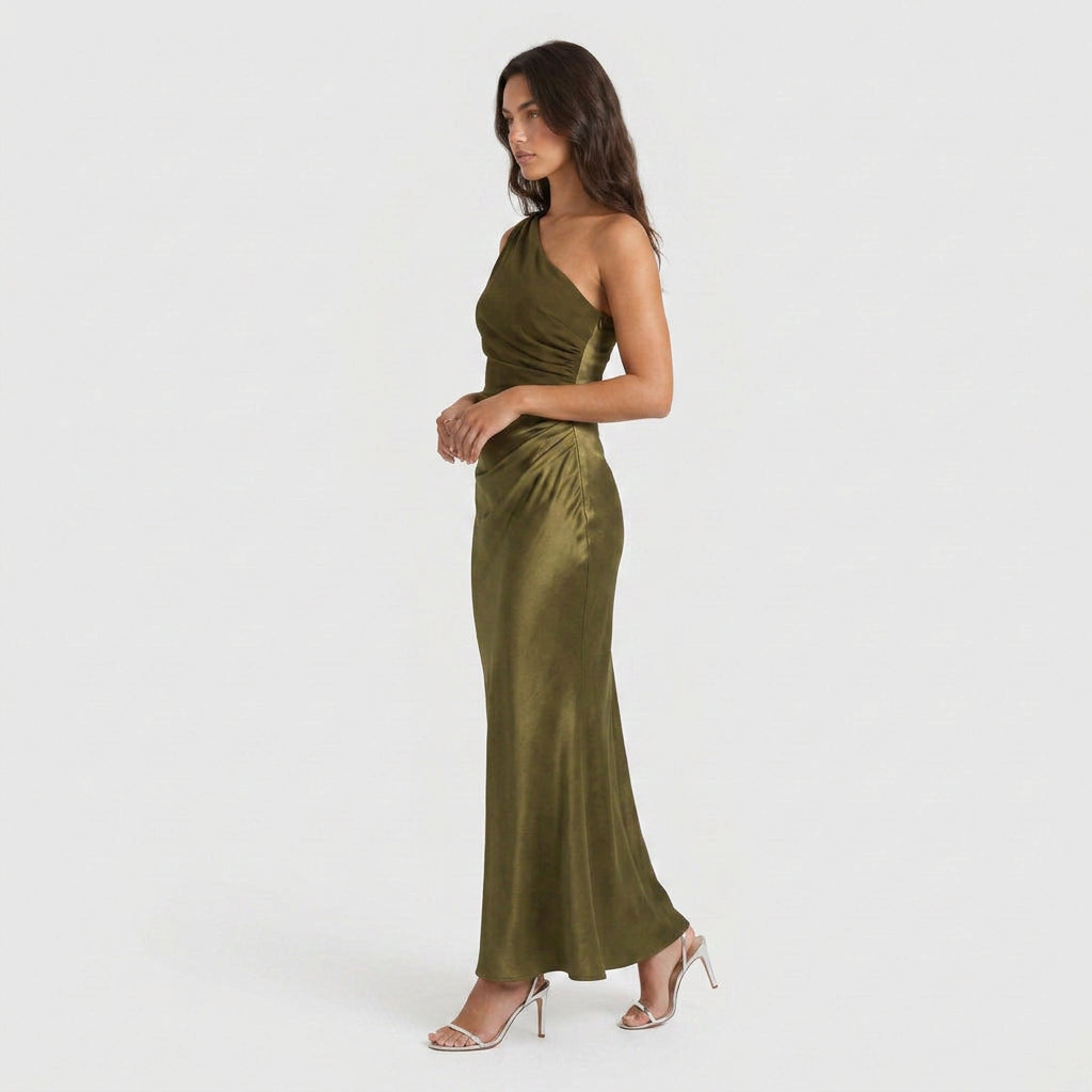 Robe de Soirée Longue Asymétrique à une Épaule pour Femme