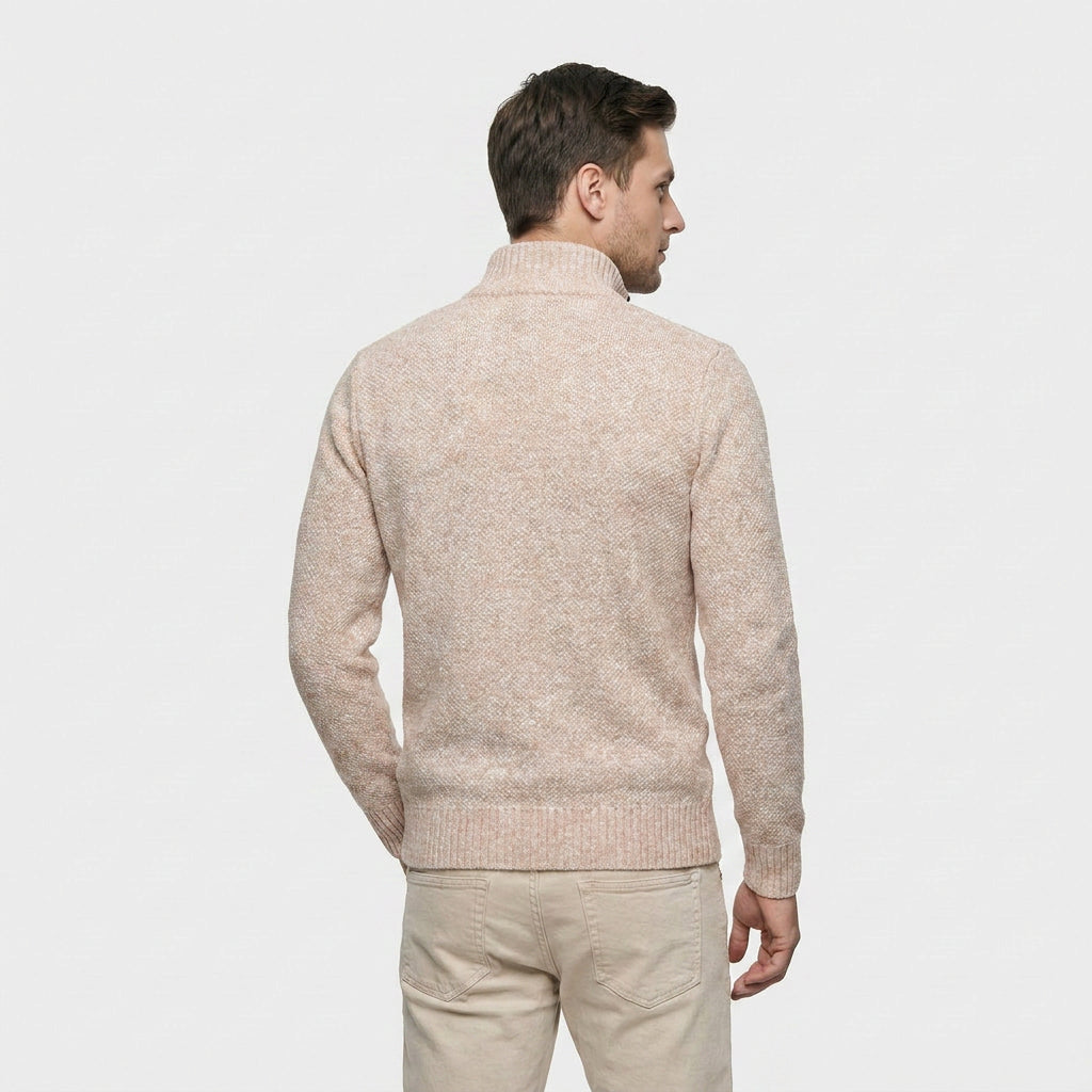 Veste en Maille Zippée à Col Montant pour Homme