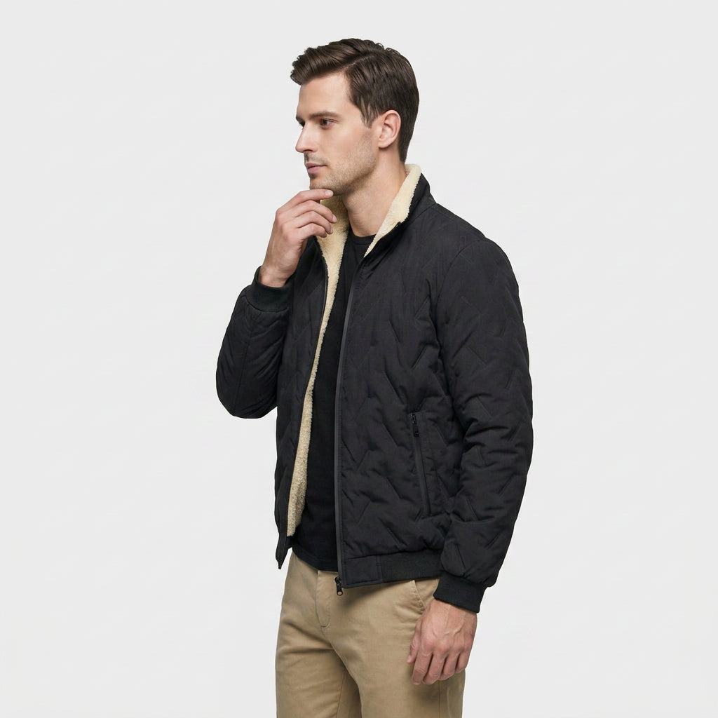Veste Matelassée Doublée Sherpa à Col Montant pour Homme