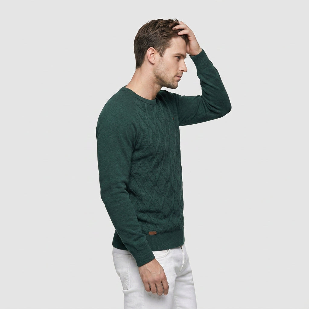 Pull Ras du Cou à Motif Losange en Relief pour Homme