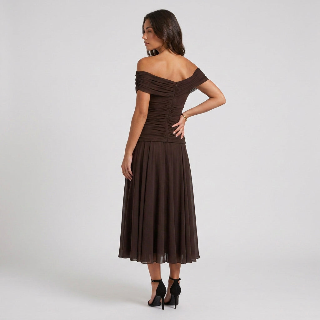 Robe de Cérémonie Fleurie à Épaules Dénudées pour Femme