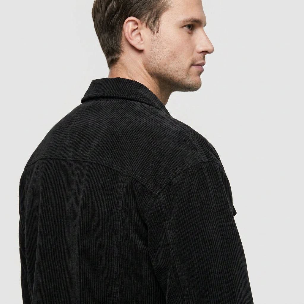 Veste en Velours Côtelé à Boutons-Pression pour Homme