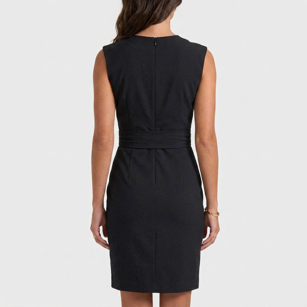 Robe de Cocktail Sans Manches à Taille Drapée pour Femme