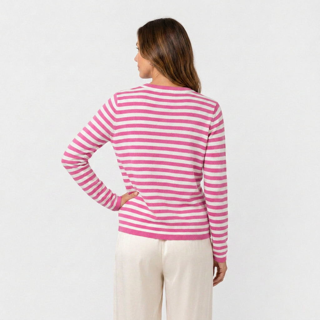 Pull Marinière à Rayures et Col Rond pour Femme
