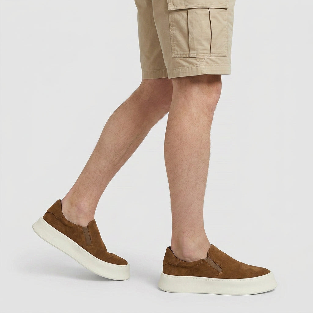 Slip-On Daim Semelle Plateforme Épaisse Élastique pour Homme