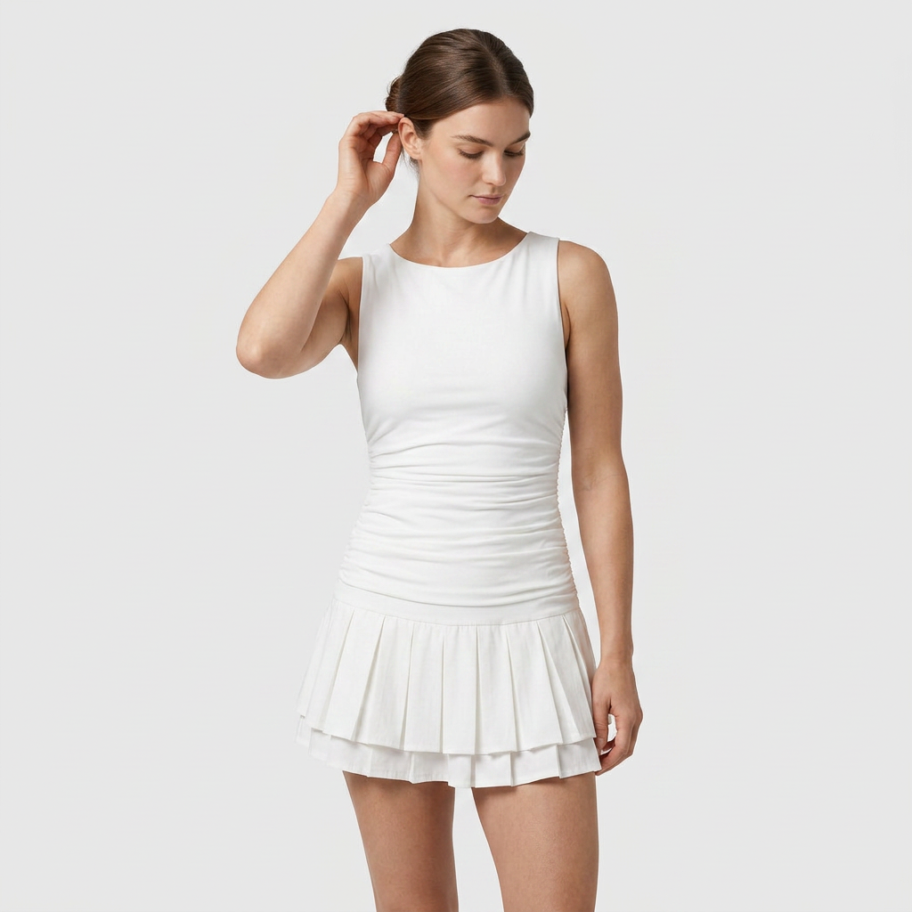 Robe Mini Sans Manches Coupe Structurée pour Femme