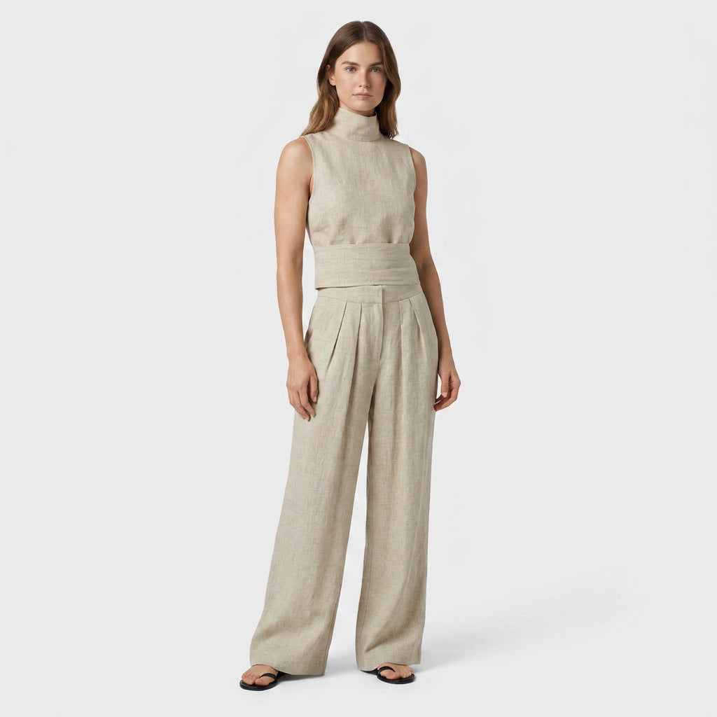 Ensemble Top Sans Manches Pantalon Large pour Femme