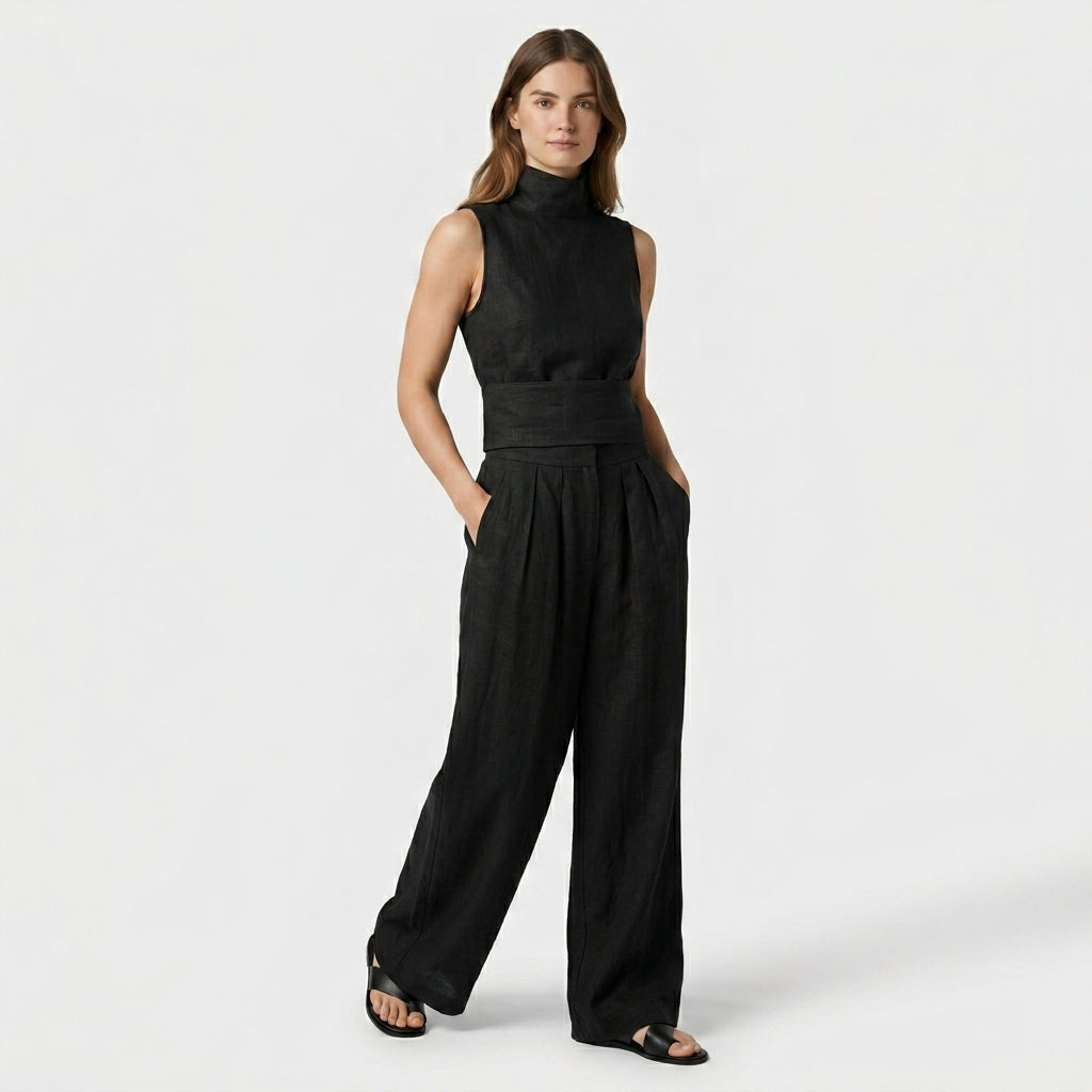 Ensemble Top Sans Manches Pantalon Large pour Femme