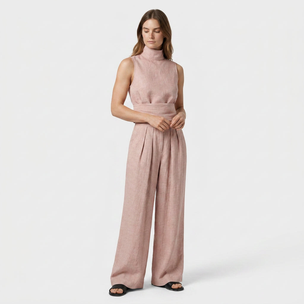 Ensemble Top Sans Manches Pantalon Large pour Femme
