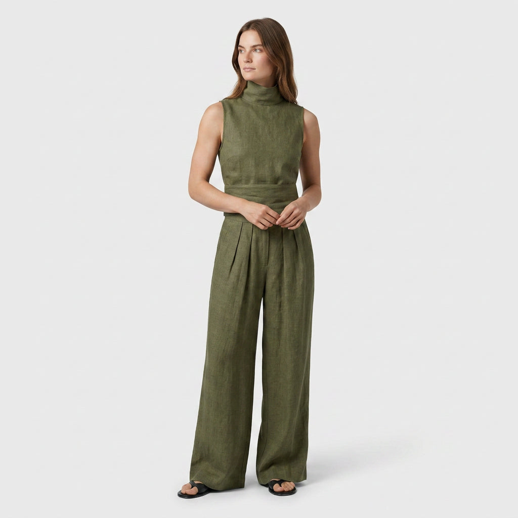 Ensemble Top Sans Manches Pantalon Large pour Femme