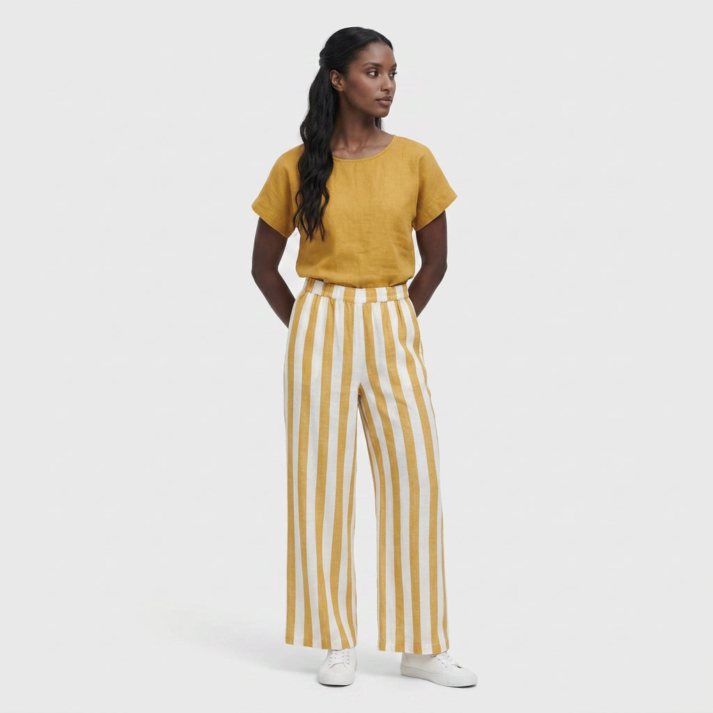 Ensemble T-Shirt Col Rond Pantalon Large pour Femme