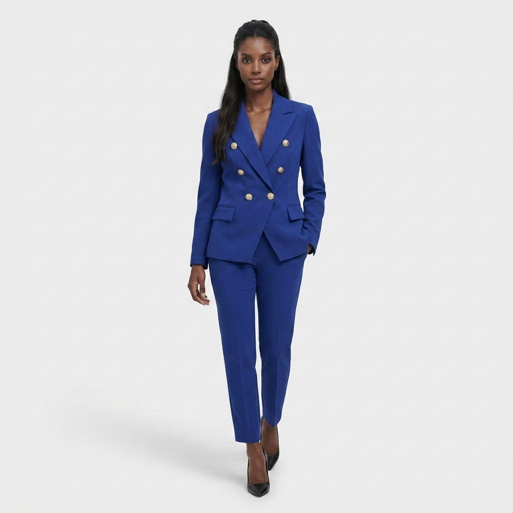 Ensemble Tailleur Veste Pantalon Coupe Structurée pour Femme